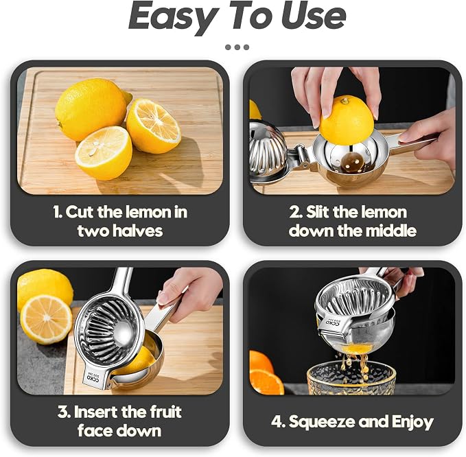 CCKO Lemon Lime Squeezer Stainless Steel Manual Juicer Extra Large Heavy Duty Citrus Juicer Hand Press Max Extraction Fruit Juicer for Oranges Lemons Limes