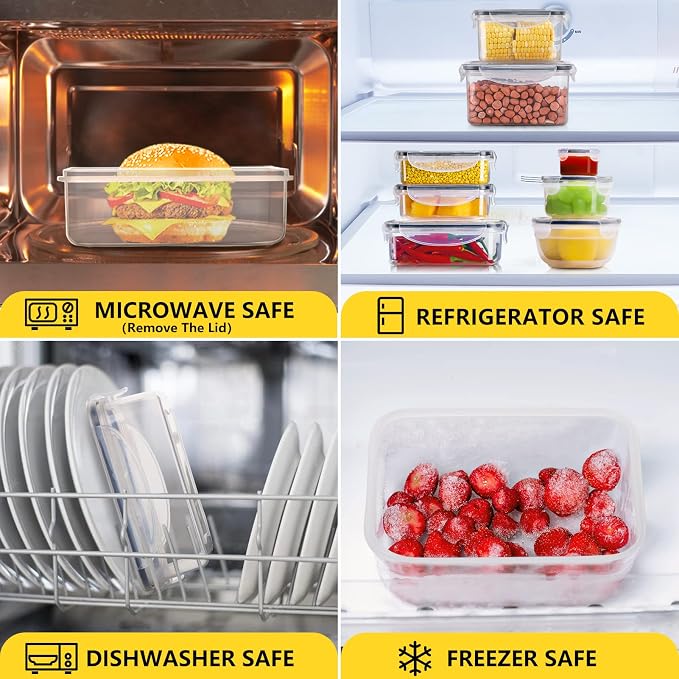 34 PCS Food Storage Containers Set with Airtight Lids (17 Lids &17 Containers) - BPA-Free Plastic Food Container for Kitchen Storage Organization, Fruit Meal-prep Containers with Labels & Marker | (17 Lids &17 Containers) - Food Container for Kitchen S...