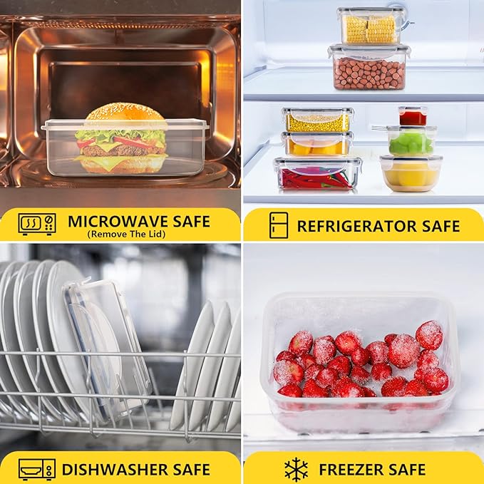 52 PCS Food Storage Containers Set with Airtight Lids (26 Lids &26 Containers) - BPA-Free Plastic Food Container for Kitchen Storage Organization, Salad Fruit Lunch Containers with Labels & Marker | (26 Lids &26 Containers) Food Container for Kitchen S...
