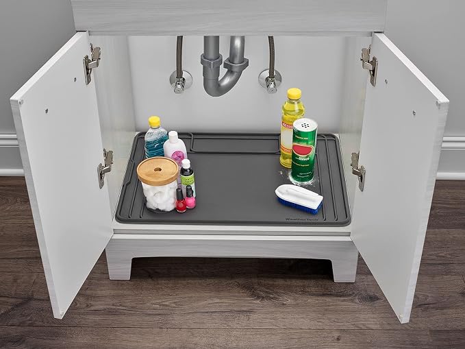 WeatherTech SinkMat – Waterproof Under Sink Liner Mat for Kitchen Bathroom – 28” x 19” Inches - Durable, Flexible Tray – Home undersink Organizer Must Haves, Black