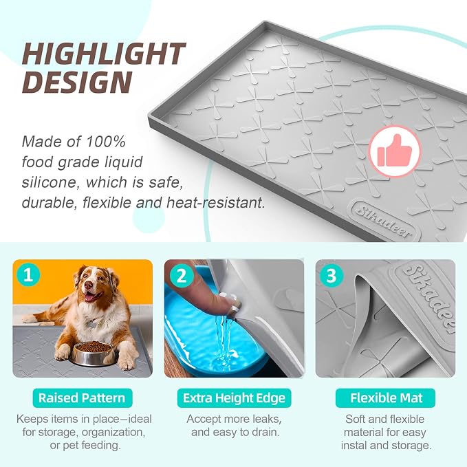 Waterproof Under Sink Mat 19" x 19" Silicone Mat Cabinet Protector | Heavy Duty Kitchen Cabinet Liner, Easy Press Drain, Home Essentials for Pet Feeding, Boots, Bathroom, Organizers & Storage