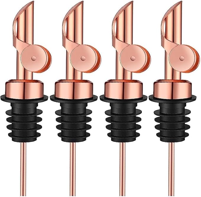 Pafuen 4 Pack Liquor Pour Spout, Oil Pourer, Olive Oil Pour Spout for Olive Oil Dispenser (Rose Gold)