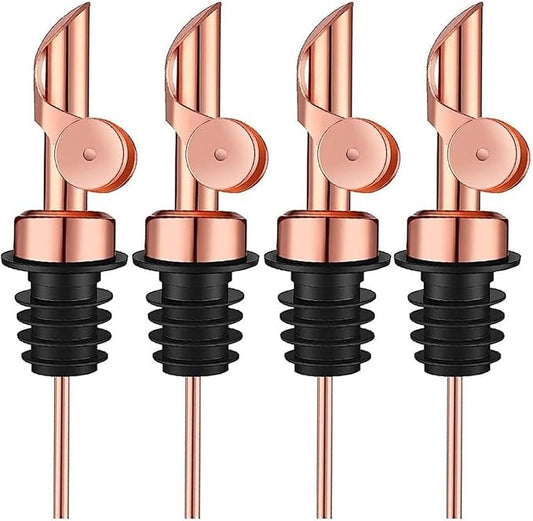 Pafuen 4 Pack Liquor Pour Spout, Oil Pourer, Olive Oil Pour Spout for Olive Oil Dispenser (Rose Gold)