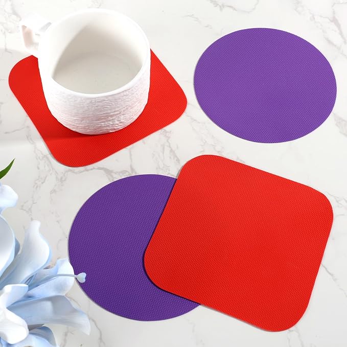 LUTER 4pcs Jar Opener Gripper Pad for Seniors with Weak Hands, Rubber | Multi-function Silicone Bottle Opener Lid Cap Rubber Gripper Pads Kitchen Coasters Gadgets Gadgets, Purple, Red