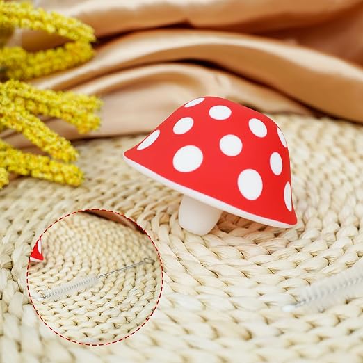 Silicone Mushroom Funnel, Small Mushroom Funnels for Kitchen Use Filling Bottles, Foldable Kitchen Funnel with 2 Cleaning Brushes, Cute Kitchen Gadgets Accessories Gifts for Mother's Day Birthday