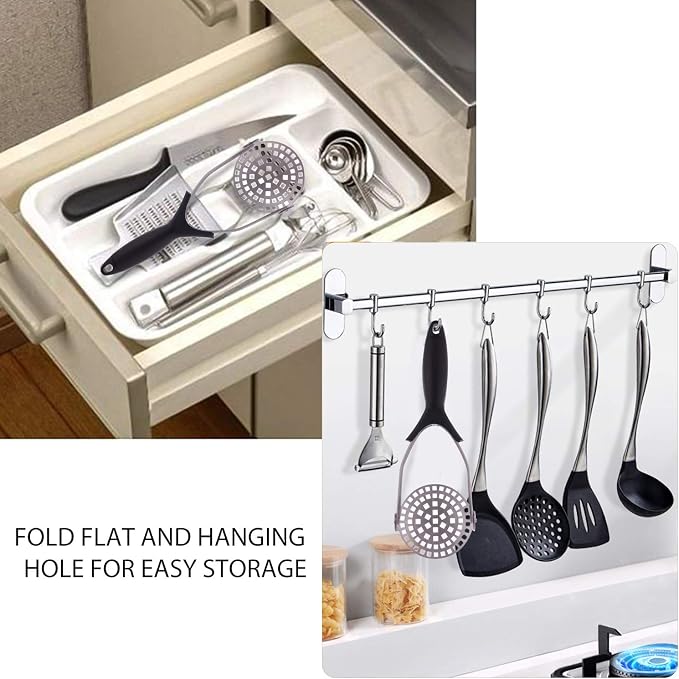 Dodolly Stainless Steel Potato Masher Heavy Duty, Hand Smasher Kitchen Tools for Beans, Vegetables, Avocado, Food and Friut