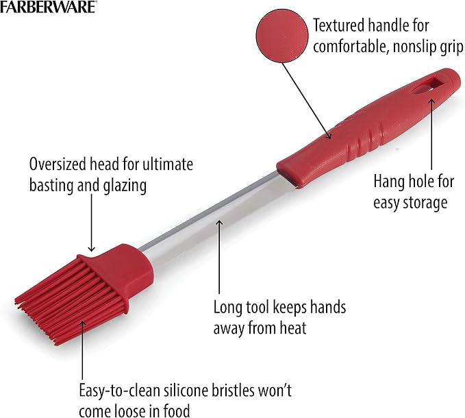 Farberware BBQ Basting Brush, 15.94-Inch, Red