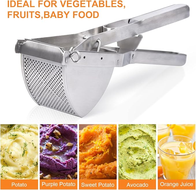 Potato Ricer, CUGLB Stainless Steel Professional Ricer for Mashed Vegetables and Kitchen Tool, Mash Potato Masher for Creamy Mashed Vegetables