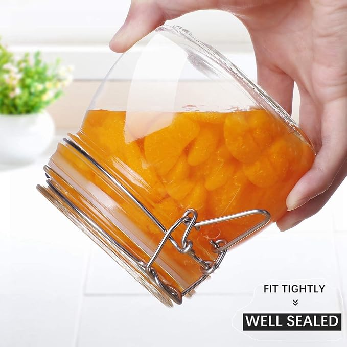 ComSaf Round Small Glass Pantry Jars with Airtight Lids 17 oz 6 Pack | Spices nuts snacks, Jam jelly pickles, Canning jars, Pantry organization, Small size, Kitchen cabinet storage