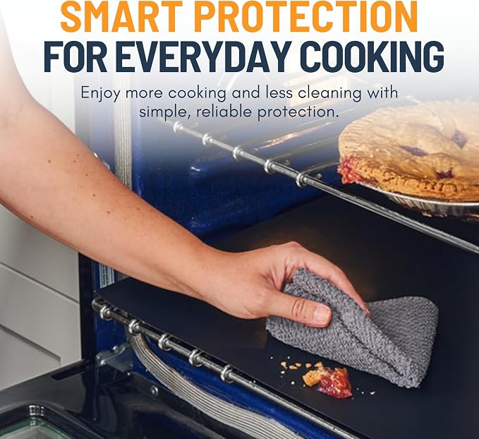 Oven Liners for Bottom of Oven - 3 Pack Large Heavy Duty Mats, 16.25”x23” Non-Stick Reusable Liner for Electric, Gas, Toasters, Grills - BPA & PFOA Free Kitchen Accessory to Keep It Clean (Black)