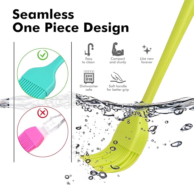 Hotec 5 pieces Silicone Basting Pastry Brushes +Hotec 9pieces Silicone Spatulas Non stick High Heat Resistant