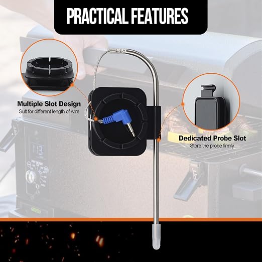 2 Pack 3.5mm Plug Meat Temperature Sensor Probe with 2Pcs Magnetic Thermometer Probe Organizer Compatible with Pit Boss Traeger Louisiana Pellet Grills