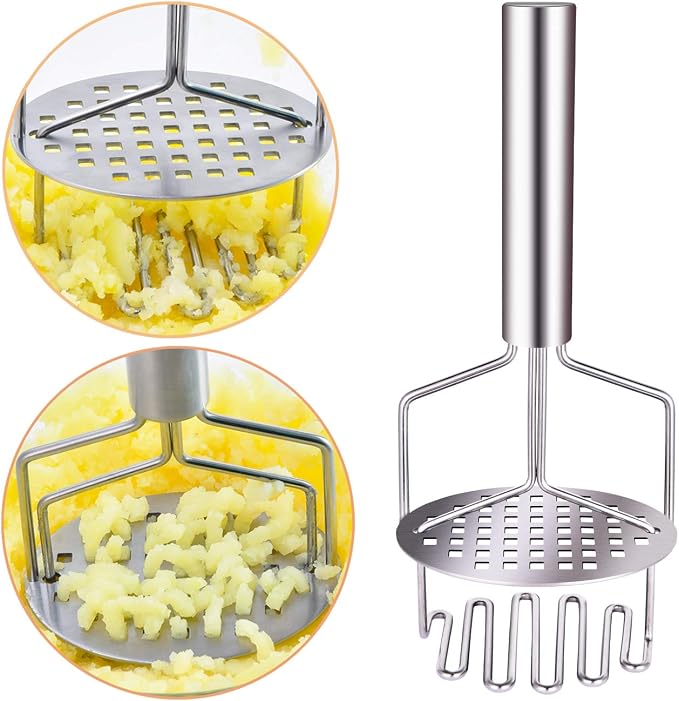 Potato Masher Stainless Steel,Dual-Press Premium Heavy Masher and Ricer Hand Tool,Perfect for Mashing Baby Food