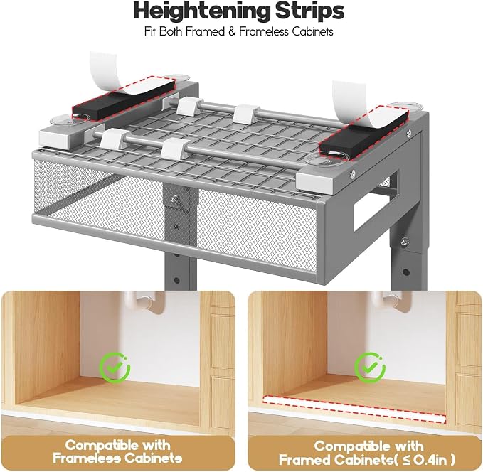 1 Pack 17IN Depth Under Sink Organizer, 2-Tier Pull Out Cabinet Organizer With Smooth Circular Rail, Large Capacity Metal Mesh Sliding Drawers For Bathroom& Kitchen Storage,Height Adjustable-Gun Gray