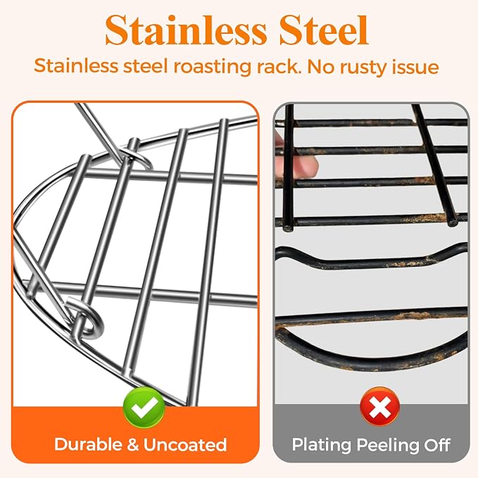 DePango 16.5inch Oval Roasting Rack for Oven, Thanksgiving Christmas Gifts for Mom Men Wife Cooking Home Chefs, Stainless Steel Cooling Rack with Handle, Wire Rack for Cooking, Grilling, Drying