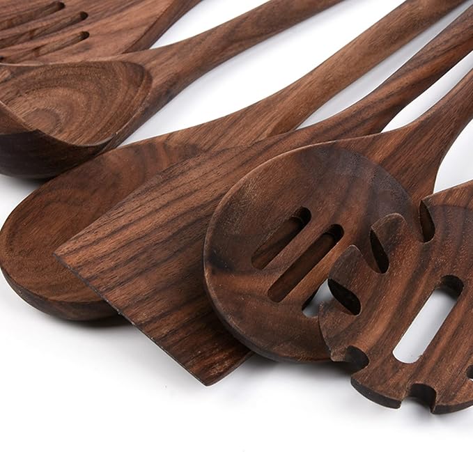 Black Walnut Wooden Spatula, Long Handle Flat Frying Spatula, Nonstick Pan Cookware, Natural Utensils, Handcrafted Cutlery Tool (14"x3")