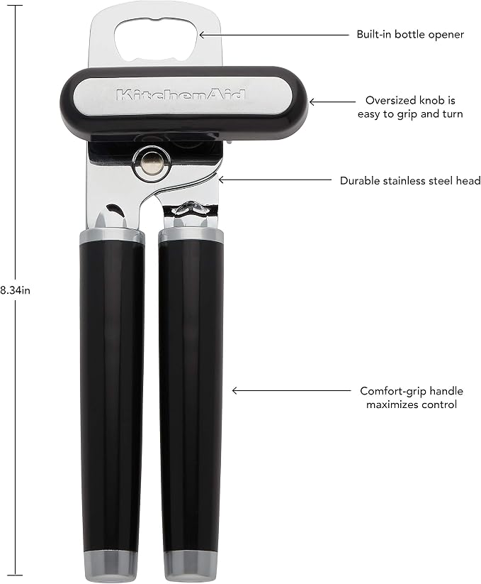 KitchenAid Classic Multifunction Can Opener/Bottle Opener, 8.34-Inch, Black & All Purpose Shears with Protective Sheath, One Size, Black