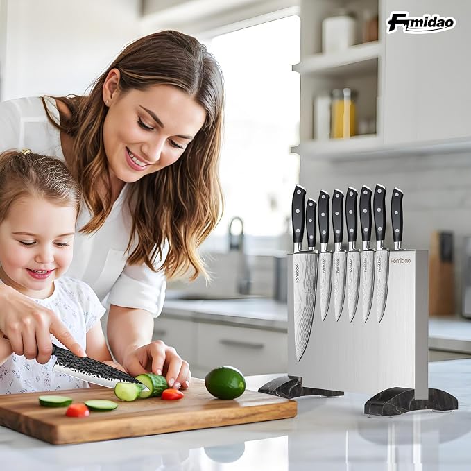 Magnetic Knife Block,Stainless Steel Magnetic Knife Holder Stand for Kitchen Counter,Strong Double Sided Magnet Knife Storage Rack