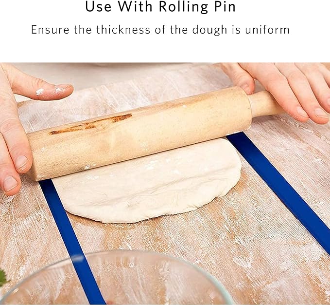 Dough Thickness Guides, 15in 3-Thick Measuring Dough Strips Rolling Pin Guides Non Stick Silicone Baking Pastry Rulers Thickness Strips for Noodles Fondant Biscuits Pies Baking