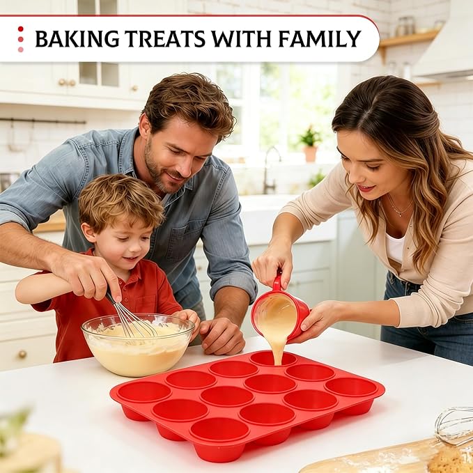 Silicone Muffin Pan, Mini Muffin Pan, Regular 12 Cups and Mini 24 Cups Cupcake Tin Set of 2 for Baking Egg Bites