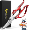 MAD SHARK Professional Heavy Duty Poultry Shears - Kitchen Shears for Spatchcocking Chicken and Meat Cutting, Multi-Purpose Kitchen Scissors for Food, Spring-loaded (Red)