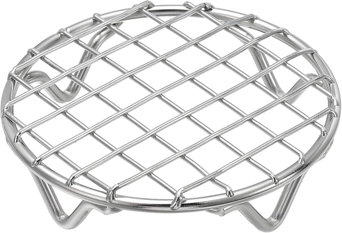 uxcell Round Cooking Rack 3.9 Inch Dia Stainless Steel Wire Cooling Steamer Rack for Baking Canning Cooking Roasting Cooling Grilling Drying, Silver