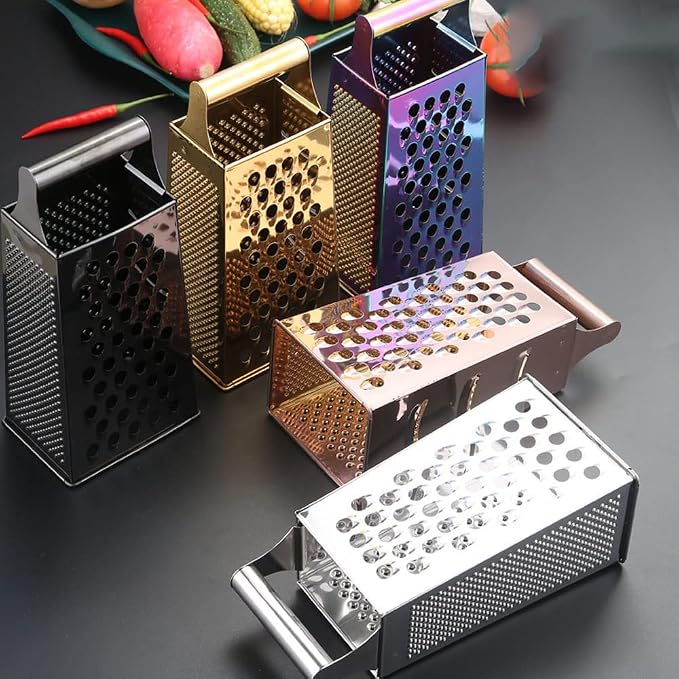 Box Grater for Kitchen, 4 Sided Box Cheese Grater, Stainless Steel Rose Gold Box Grader for Cheese, Potato, Carrot Peeler and Slicer, Kitchen Gadgets Accessories Dishwasher Safe