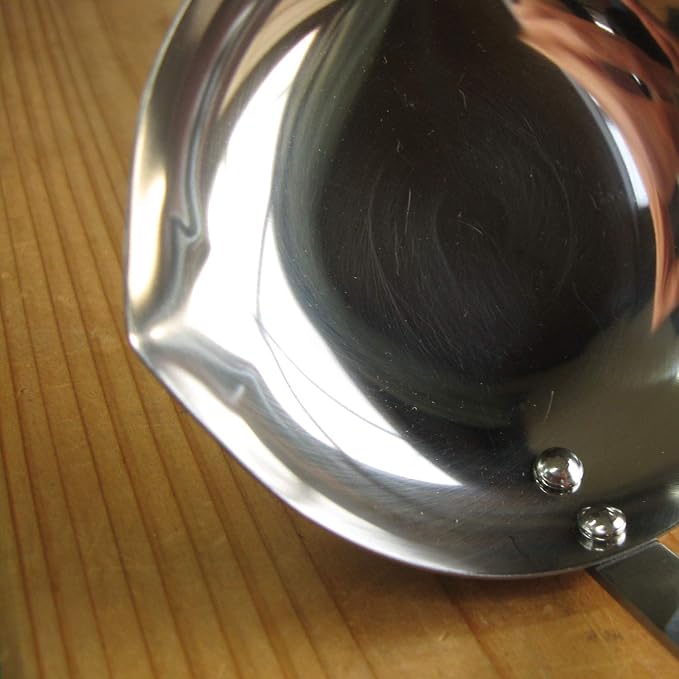 Frostori Seisakusho Pakka Wood Ladle, Small, Stainless Steel, Wooden Pattern, Made in Japan