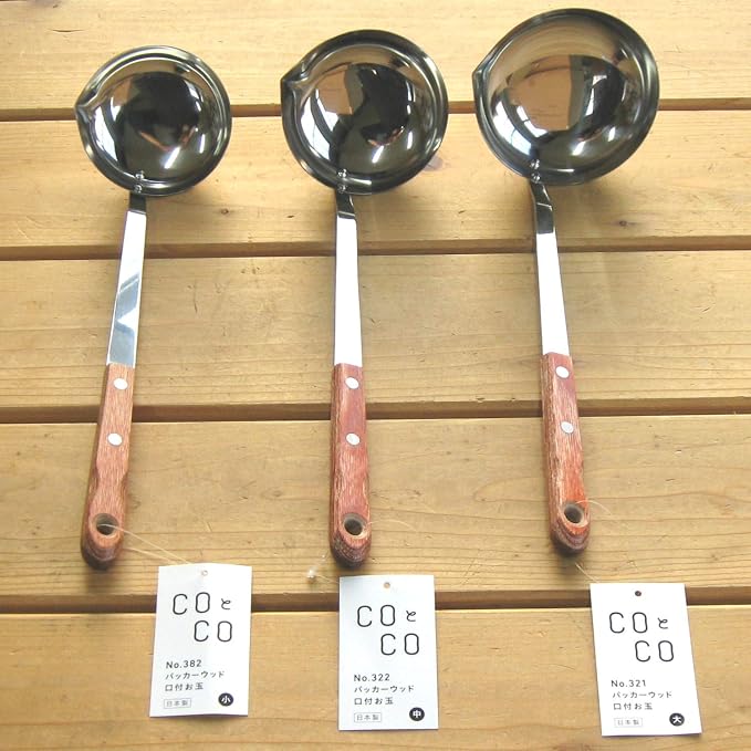 Frost Bird Seisakusho Pakka Wood Ladle Medium Stainless Steel Wood Pattern Made in Japan
