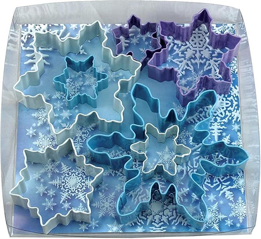 R&M International Snowflake Cookie Cutters, Assorted Sizes, 7-Piece Set, Blue
