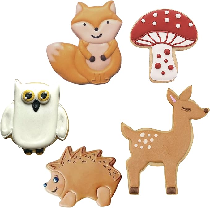 Ann Clark 5-Pc. Woodland Cookie Cutter Set, Made in USA, Mushroom, Owl, Fox, Deer, Hedgehog