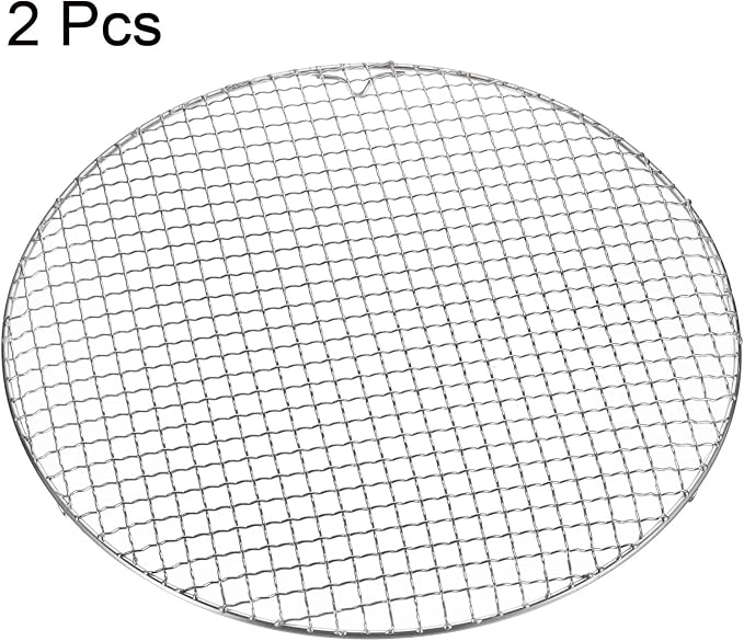 HARFINGTON 2pcs Round Cooking Rack 16-inch 201 Stainless Steel Cross Wire Barbecue Grill Net with 20mm Legs for Cooking Baking Steaming BBQ