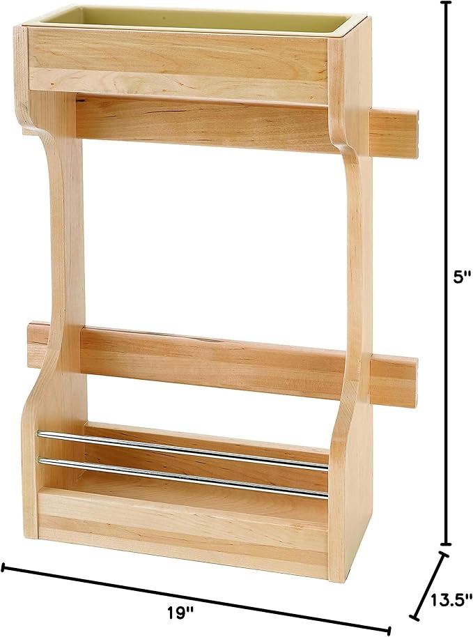 Rev-A-Shelf Dual Shelf Under Sink Organizer for Kitchen and Bathroom Cabinets, 36" Sink Base Vanity Storage, Inside Door Mount, Maple Wood, 4SBSU-18