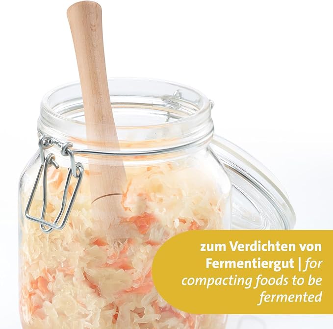 Westmark Fermentation Masher - Heavy Duty Hand Tamper Ideal for Kimchi, Sauerkraut and Fermenting Fermentation Food Effortless Use - Beech Wood