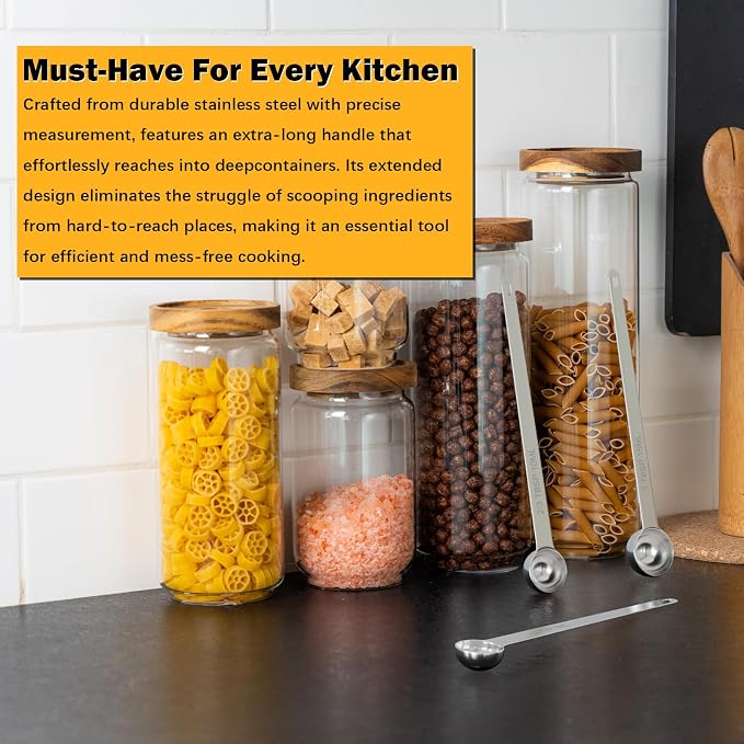 LEIFENY 1PCS 2/3Tbsp(2tsp, 10ml) Extra Long Handle Measuring Spoon, Single Stainless Steel Individual Measure Scoop Only