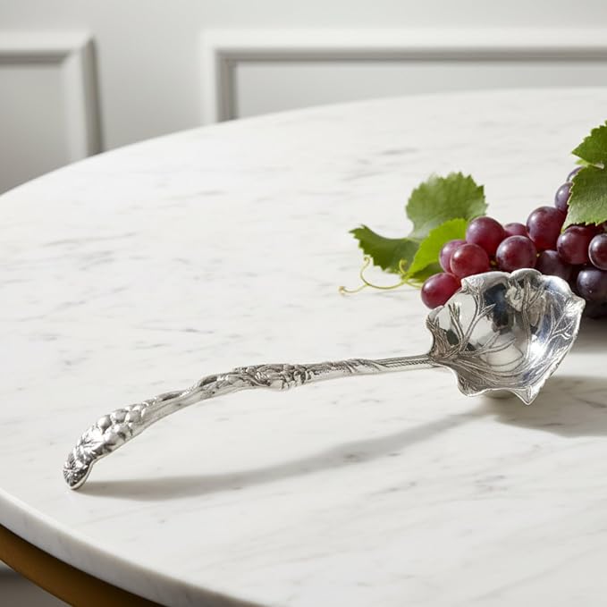 Arthur Court Grape Pattern Aluminum Serving Ladle - Elegant Punch/Soup Ladle for Entertaining - 12 Inch Long