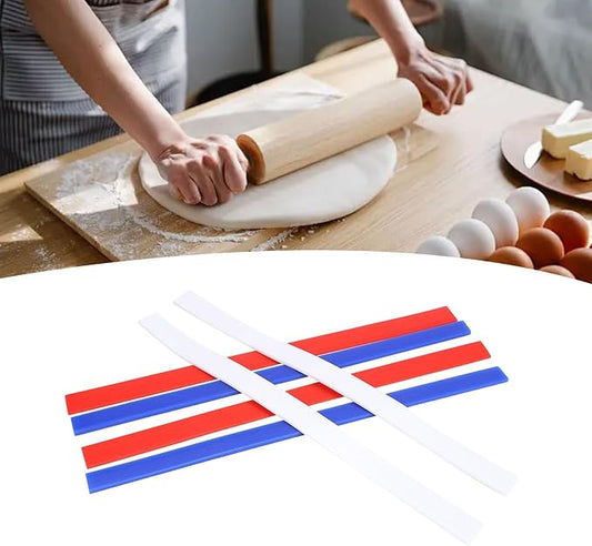 Rolling Pin Guides Strips, Non Stick Silicone Dough Measuring Rolling Pin, Safe Dough Thickness Guides for Noodles Biscuits Pies Baking Fondant Tools, 15in