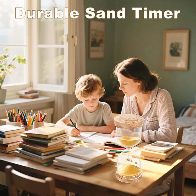 30 Minute Sand Timer Hourglass:Small Wooden Sand Clock,Gold Sand Watch,Hour Glass Sandglass for Classroom,Home,Games (Gold)