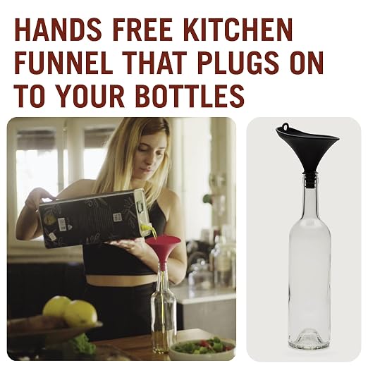 Monkey Business Stedi Silicone Funnel for Filling Bottles, Kitchen Funnel for Water Bottle Liquid Transfer, Steady Pour Hands-Free Pour Tool