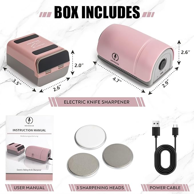 Electric Rolling Knife Sharpener - 3 Head Rolling System with Adjustable Angle Base - Ceramic Discs - 3-Speed USB-C Rechargeable for Kitchen, Chef, and Outdoor Knives - Advanced Knife Sharping Tool