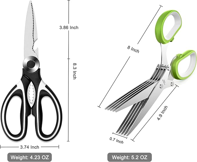 OMDAR Kitchen Scissors 3 Pack - Replacement - Stainless Steel Cooking Shears for Cutting Meat, Food, Fish, Poultry Multipurpose Sharp Sissors for Dishwasher Safe, 8.3 Inch