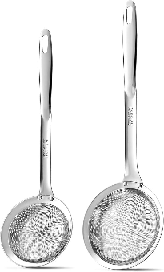 Ugotit Fat Skimmer Spoon Set, 304 Stainless Steel Fine Mesh Food Strainer | Grease Skimmer & Soup Skimmer, For Hot Pot, Gravy, Broth, Oil Separator, Removing Grease