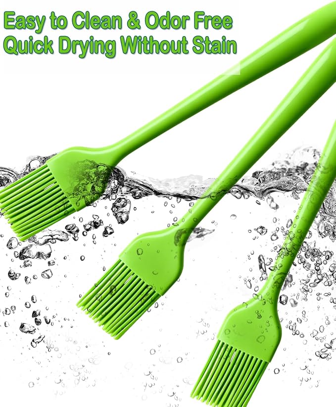 Green Silicone Pastry Basting Brush - Food Grade BPA Free, Heat Resistant Up to 660°F/315°C, Dishwasher Safe Cooking Brush for Baking, BBQ, Grilling, Sauce,Butter,Cake & Bread