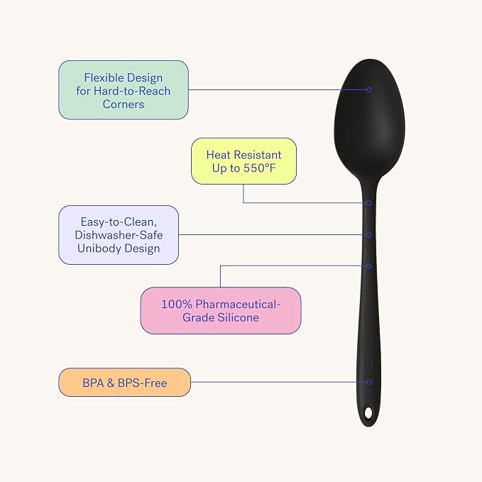 GIR: Get It Right Silicone Serving Spoon Perforated - 13 In Studio White Modern - Heat Resistant Up to 425°F - Dishwasher Friendly - Long-Handled Straining & Stirring