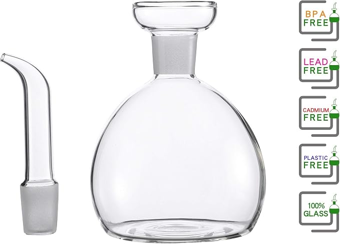5 oz / 150 ml No Funnel Needed Olive Oil & Vinegar Dispenser Glass Cruet Decanter for Kitchen,Lab glassware seal handicraft Keeps Fresh Longer (Pack of 2)