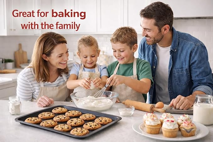 Wee's Beyond 17" X 11" Non-stick Easy Release Medium Bake ware Cookie Sheet Pan, Dark Gray