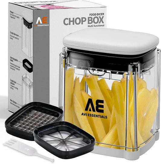 Vegetable Box Chopper | Compact and Convenient Box Chopper for Fruits & Veggies that Comes with Interchangeable Blades and Storage Container | Best Vegetable Cutter for Home Use