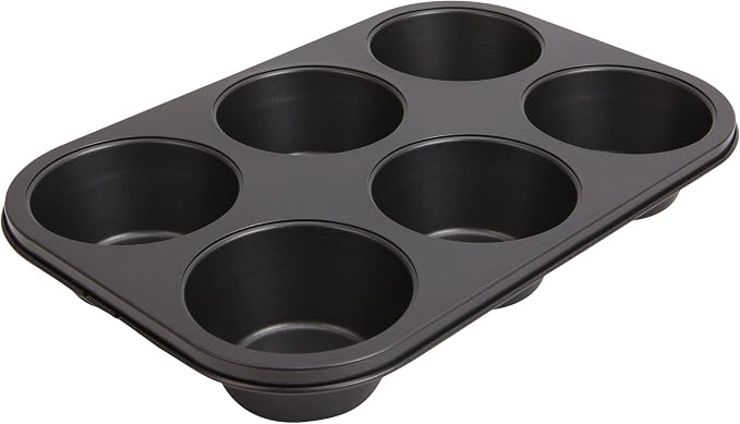 Wee's Beyond Non-Stick Muffin Pan 6 Cup – Easy Release Cupcake Pan 10.5 x 7.5 Inch Carbon Steel Muffin Tray for Baking – Durable Muffin Tins for Cupcakes, Muffins & Mini Cakes – Easy Clean Cupcake Tin