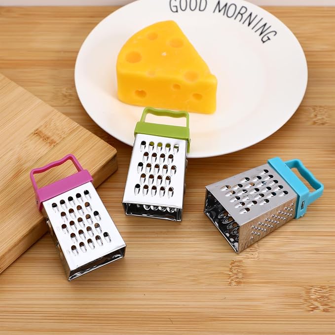 Ciieeo 12 Pcs Mini Cheese Grater Box Set Stainless Steel Graters for Kitchen with Handle Handheld Vegetable Grater for Cheese Fruits and Vegetables Compact 2.63 X 1.45 X 4.25 in