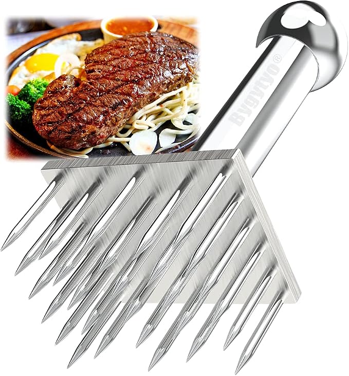 Bygytyo Heavy-Duty 28 Blades Stainless Steel Meat Tenderizer for Chicken, Steak, Beef, and Other Meats
